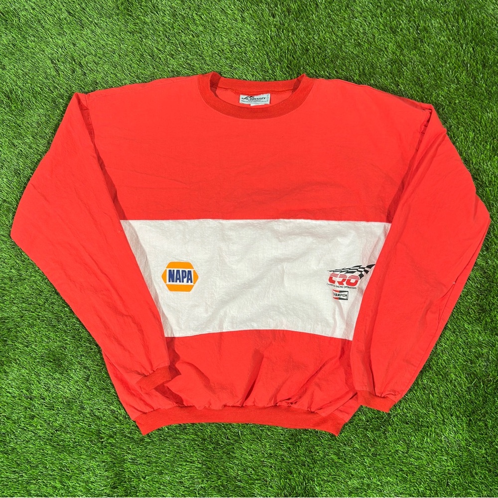 Vintage CRO and Napa Racing 80s Windbreaker Crewneck Size L - Made in USA